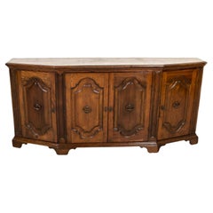19th Century Italian Credenza Scantonata in Walnut
