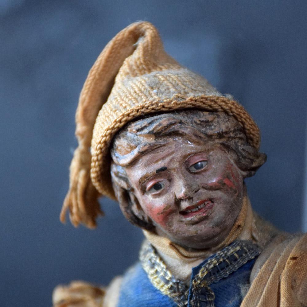 19th century Italian crib figure
We are proud to offer a fine example of a 19th Century hand crafted Italian crib figure. With its original clothing and paint still intact if abit aged as shown. A lovely, aged object with lots of quirky