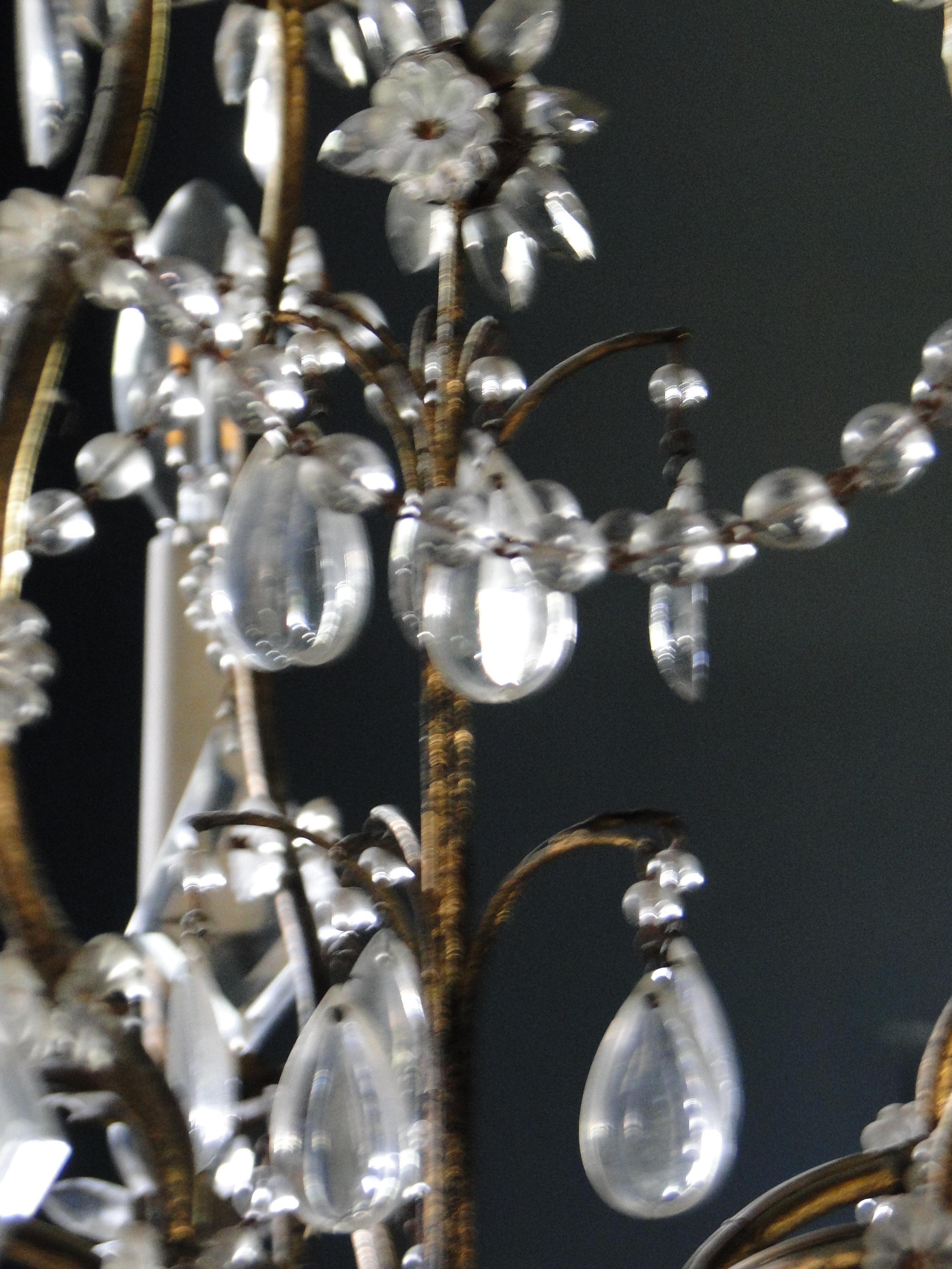 19th Century Italian Cristal Five-Light Chandelier In Good Condition In Sames, FR