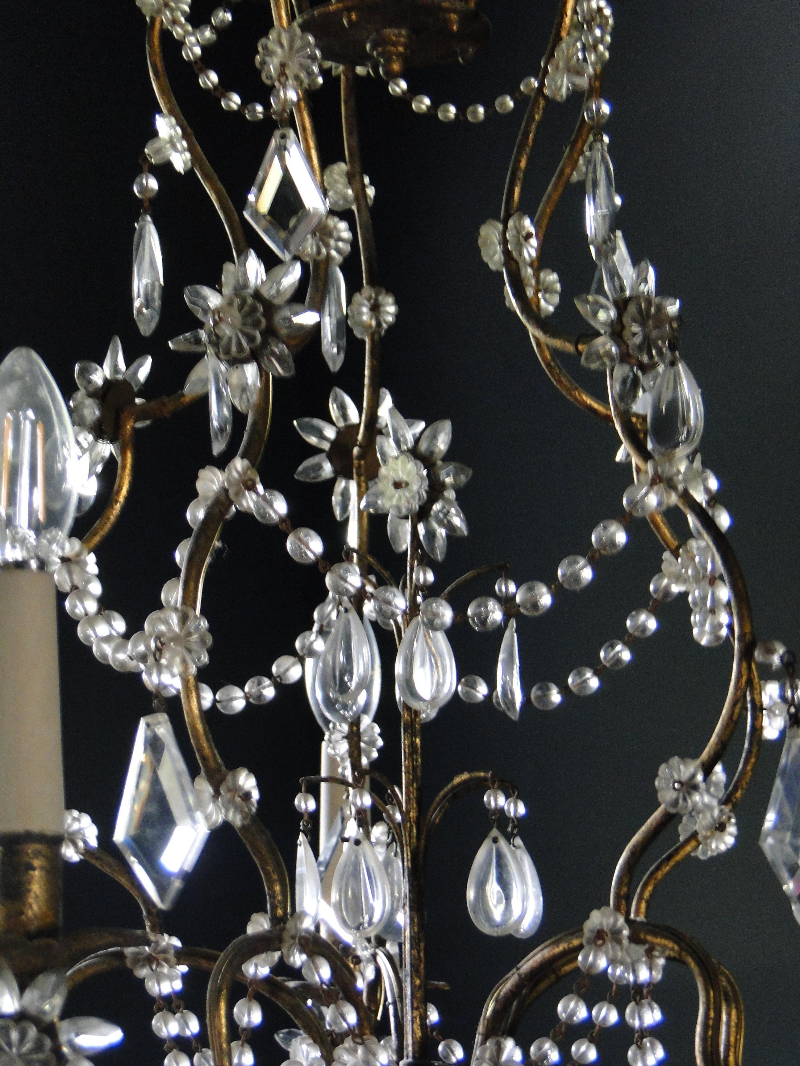 Metal 19th Century Italian Cristal Five-Light Chandelier