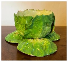 19th century Italian Crown M Naples Napoli Lettuceware Cabbage Leaf Bowl