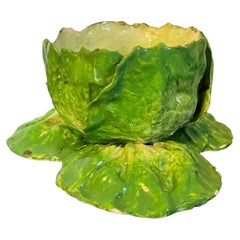 19th century Italian Crown M Naples Napoli Lettuceware Cabbage Leaf Bowl