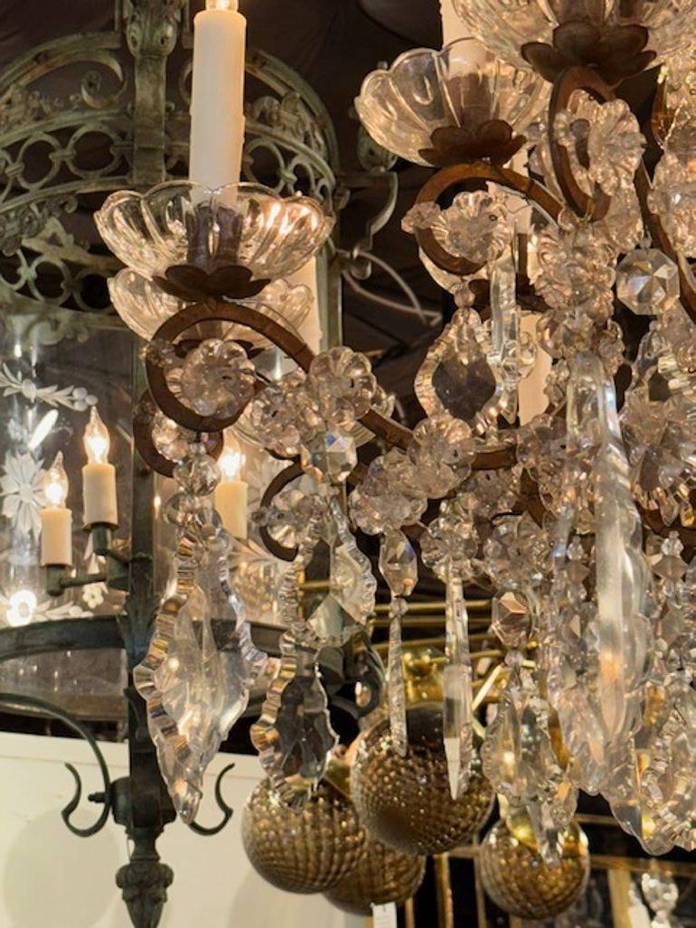 Lampadario italiano del XIX secolo in cristallo e ametista in vendita 1