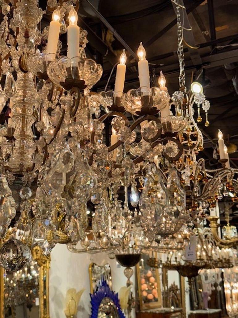 Lampadario italiano del XIX secolo in cristallo e ametista in vendita 2