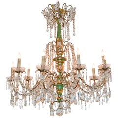 19th Century Italian Crystal and Giltwood Chandelier
