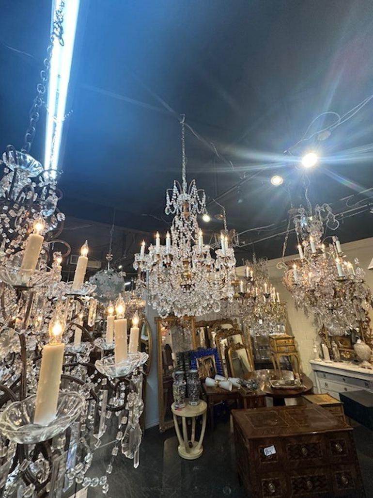 19th Century Italian Crystal Chandelier In Good Condition For Sale In Dallas, TX
