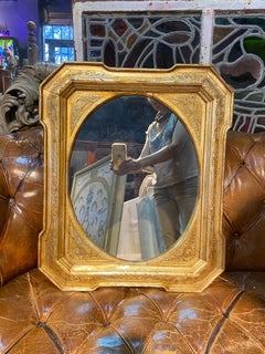 19th Century Italian Crystal Wall Mirror in Gilt Wood Hand Carved Frame