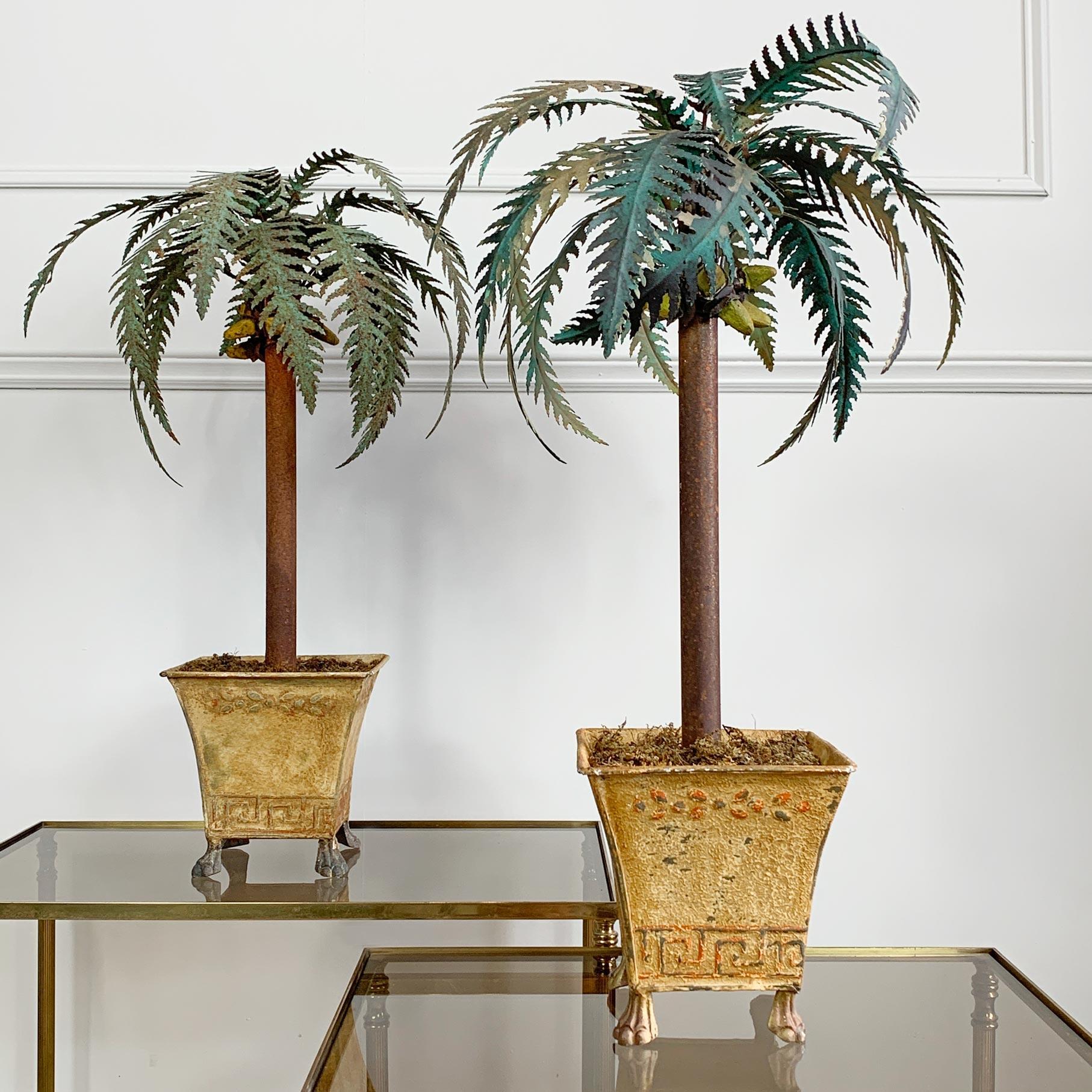 19th Century Italian Decorative Tole Palm Tree Sculptures 1