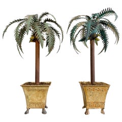 19th Century Italian Decorative Tole Palm Tree Sculptures