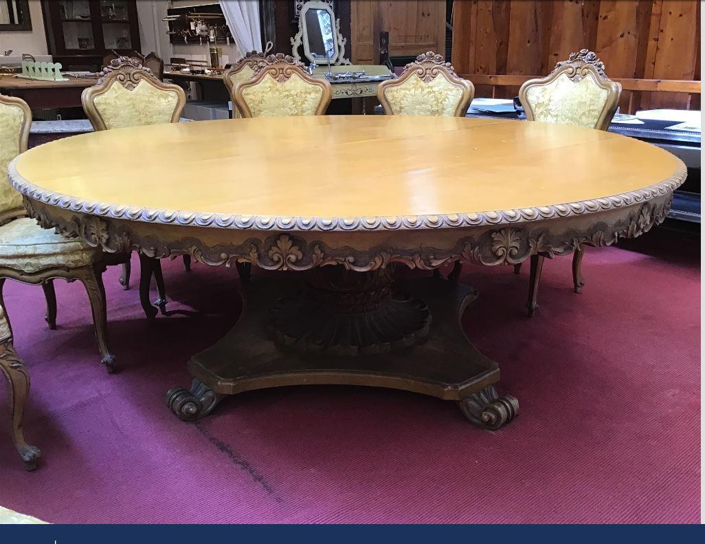 19th Century Italian Dining Room Set Consisting of 1 Round Table and 14 Chairs 3