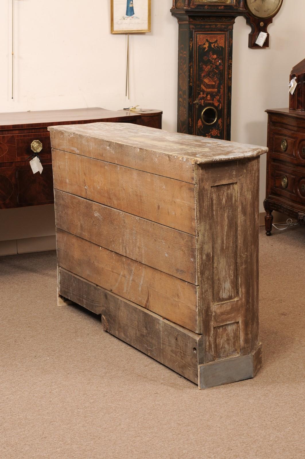 19th Century Italian Distressed Painted Credenza with Canted Sides For Sale 1