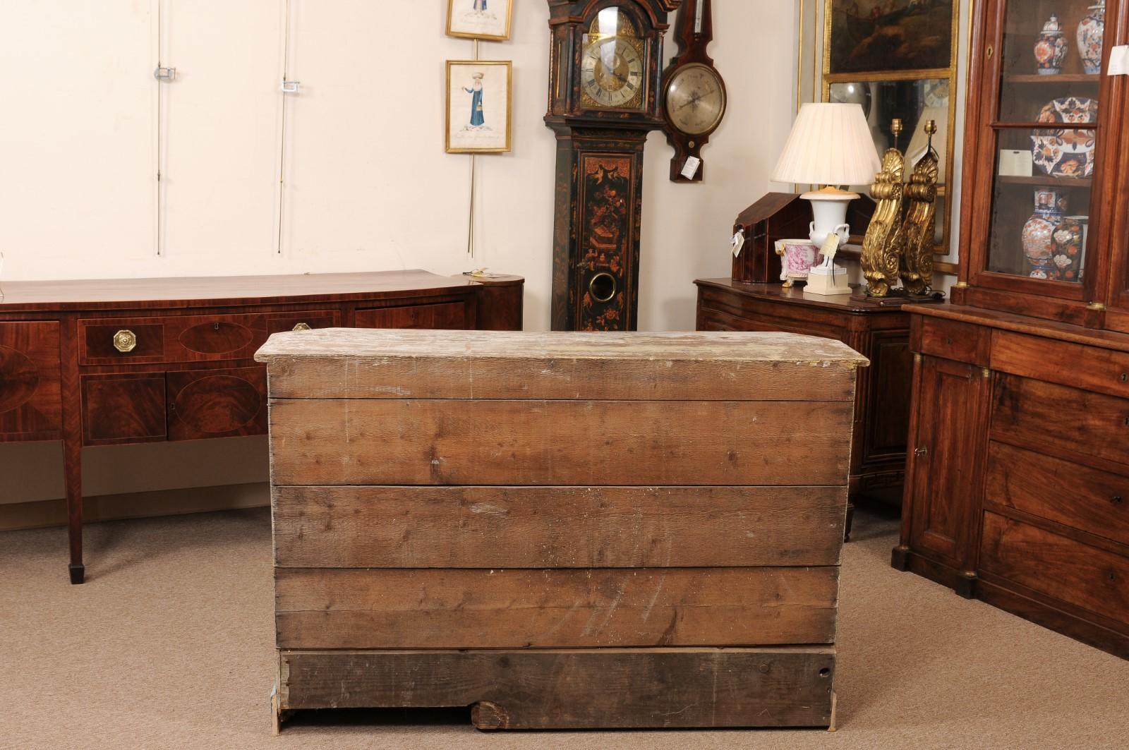 19th Century Italian Distressed Painted Credenza with Canted Sides For Sale 2