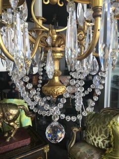 19th Century Italian Dore' Bronze and Crystal Chandelier with Amethyst Accents