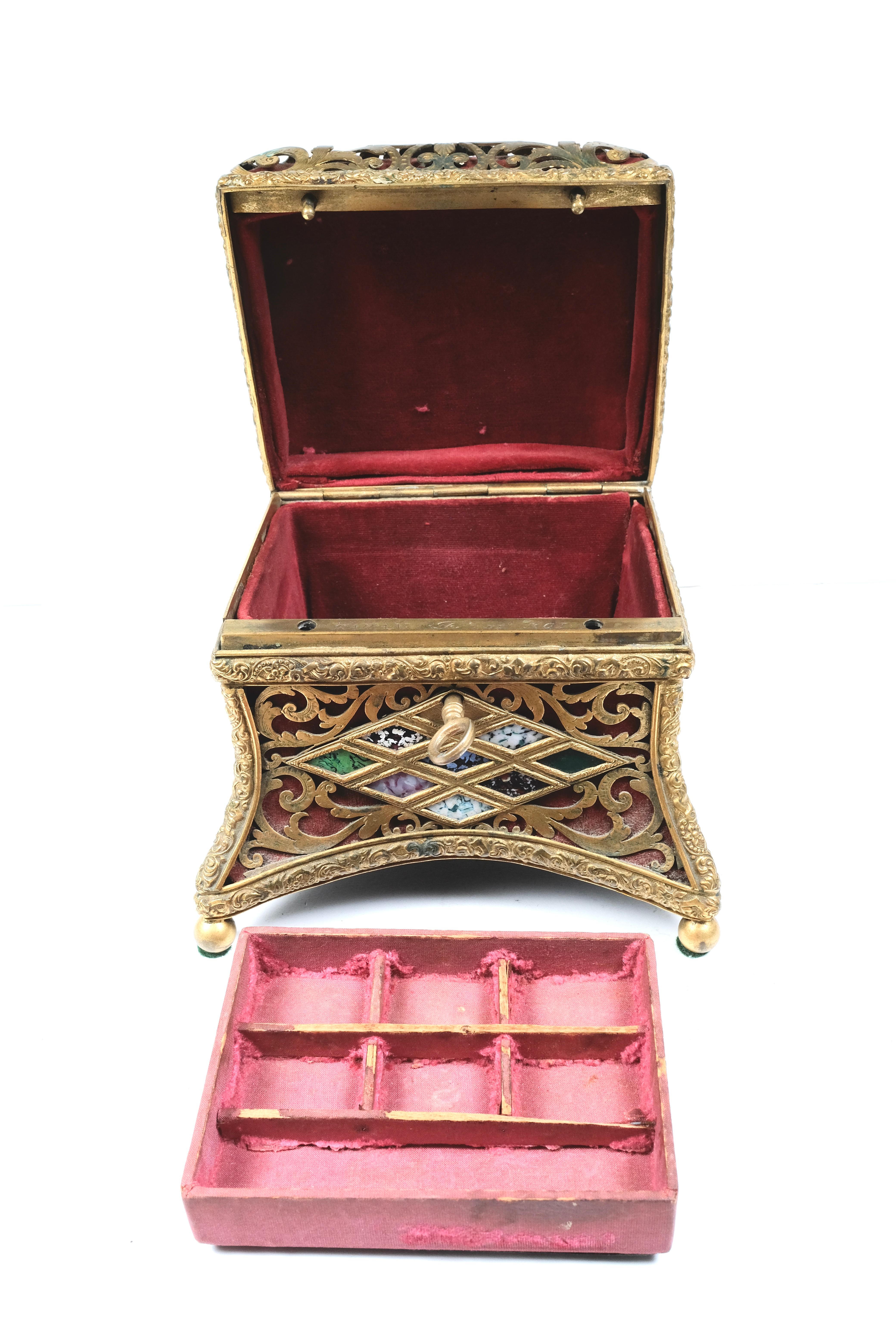 European 19th Century Italian Dore Bronze Jewel Box For Sale