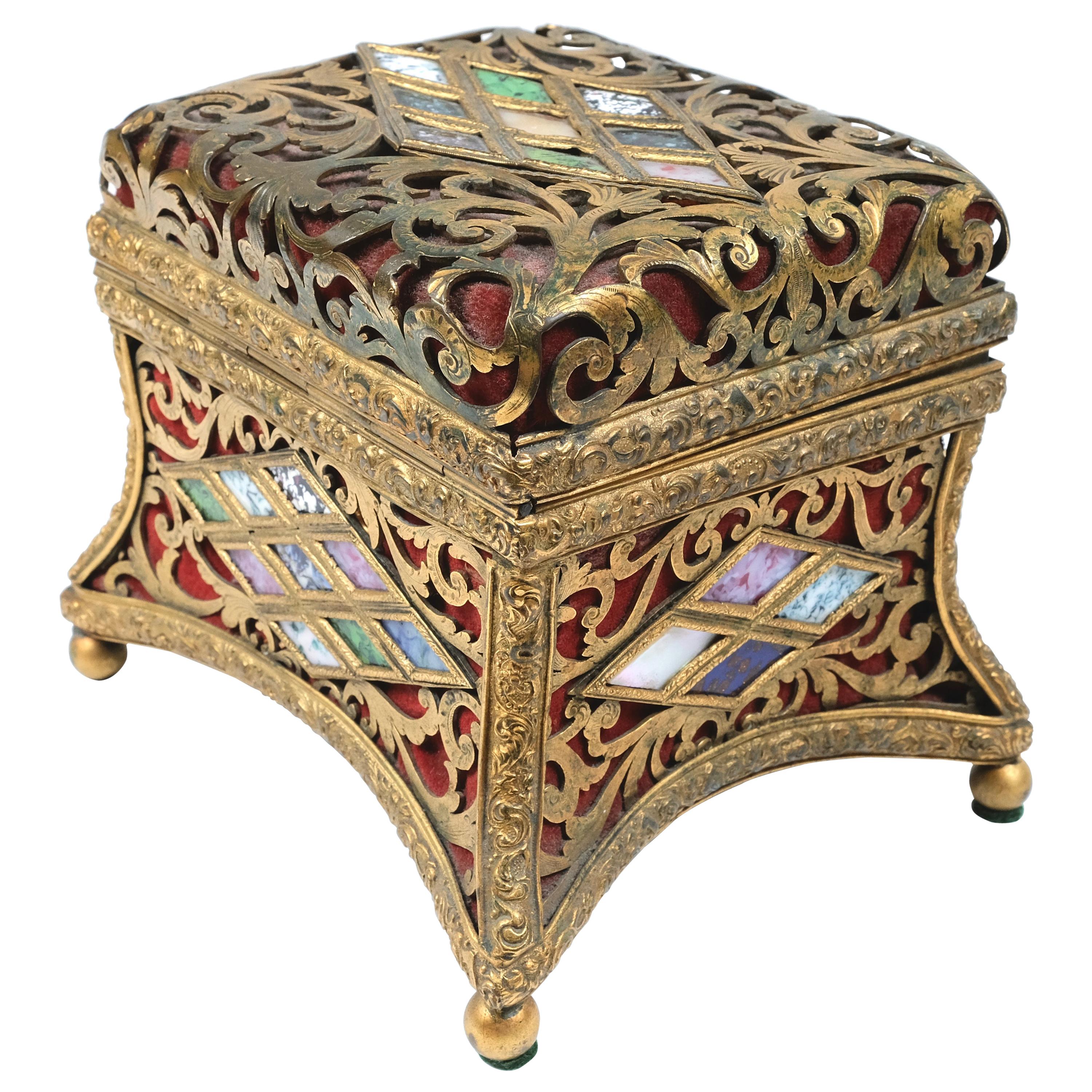 19th Century Italian Dore Bronze Jewel Box For Sale