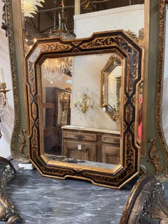 19th Century Italian Ebony and Giltwood Mirror