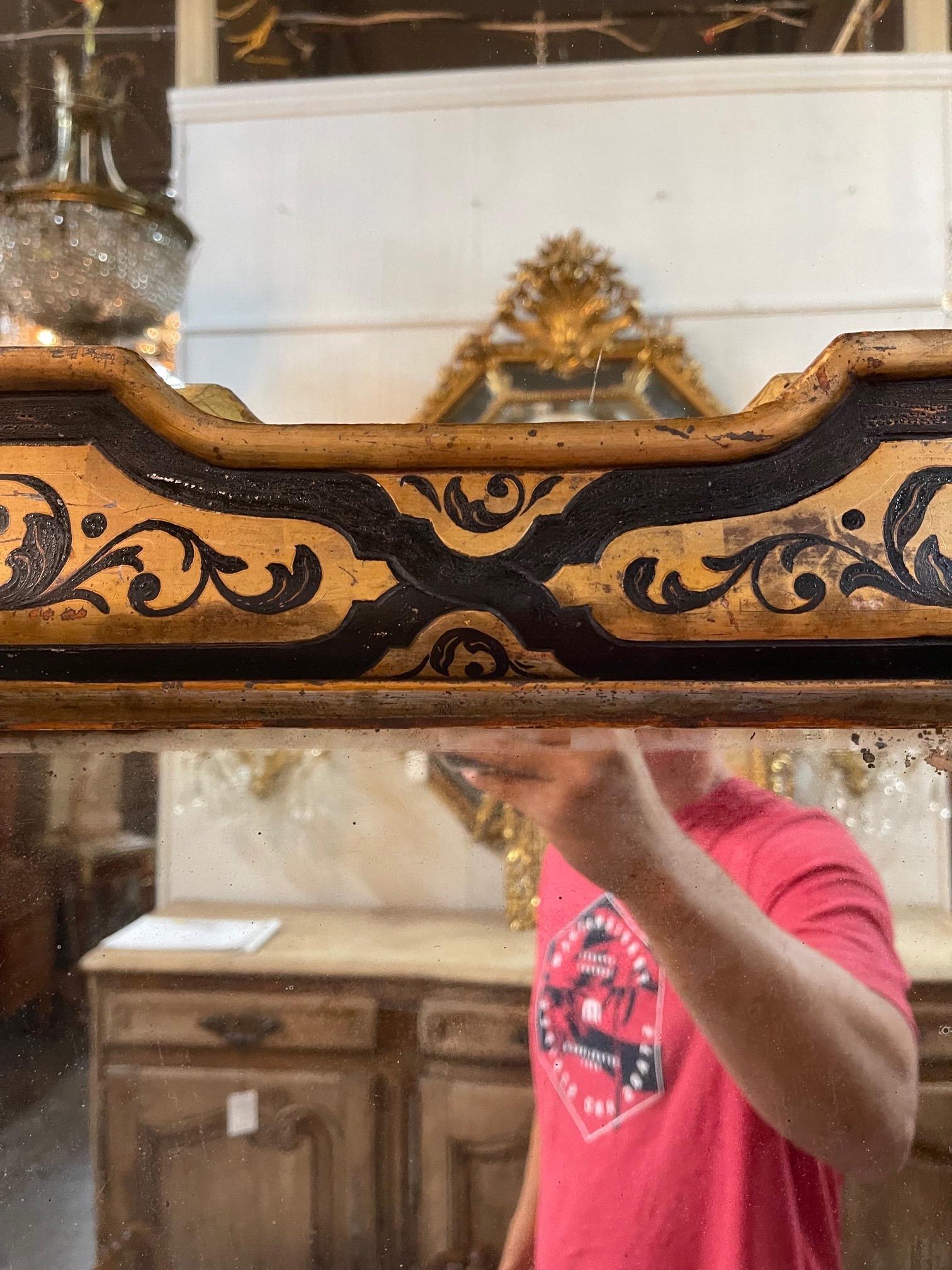 19th Century Italian Ebony and Giltwood Mirror In Good Condition For Sale In Dallas, TX