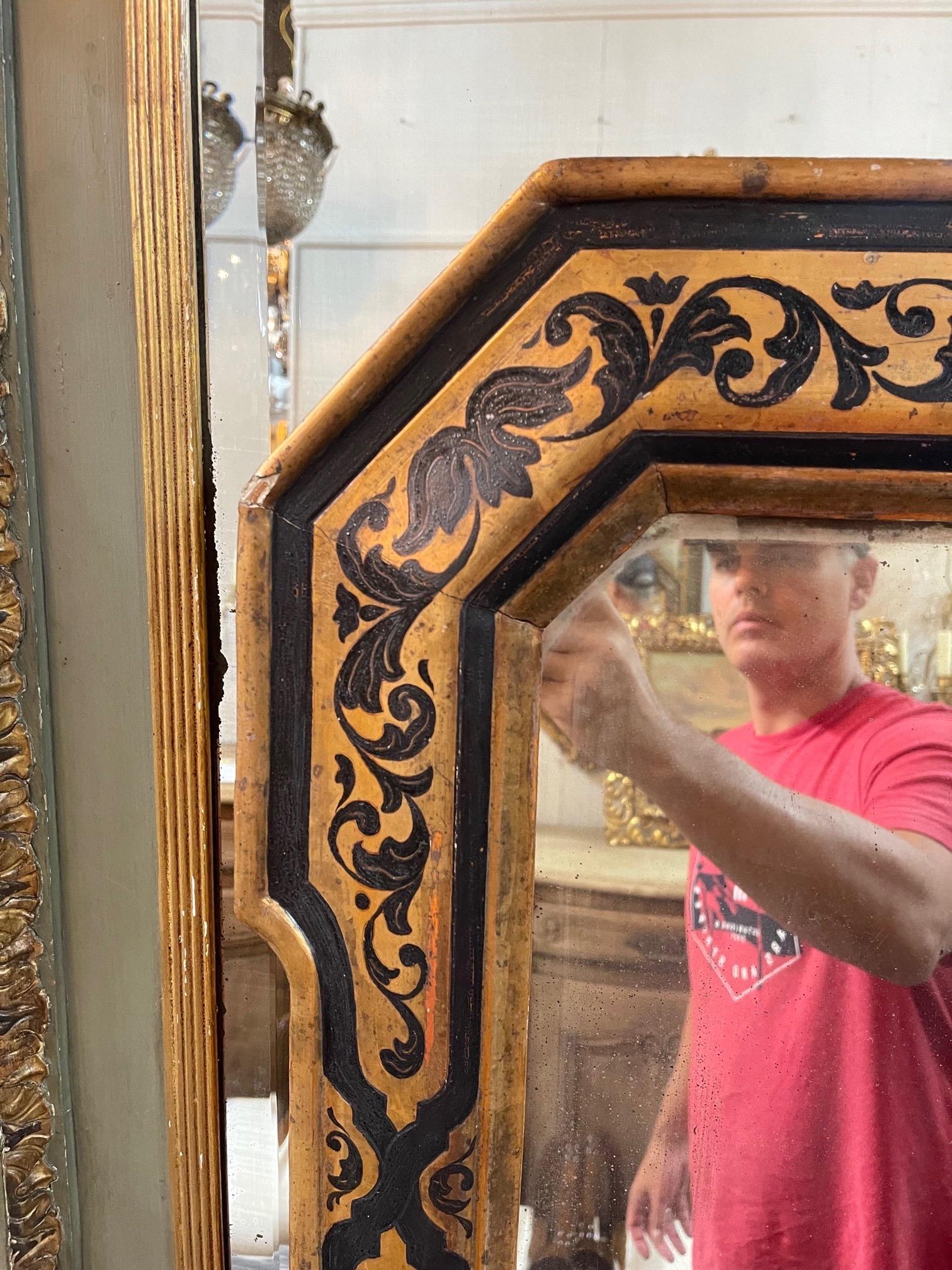 19th Century Italian Ebony and Giltwood Mirror For Sale 1