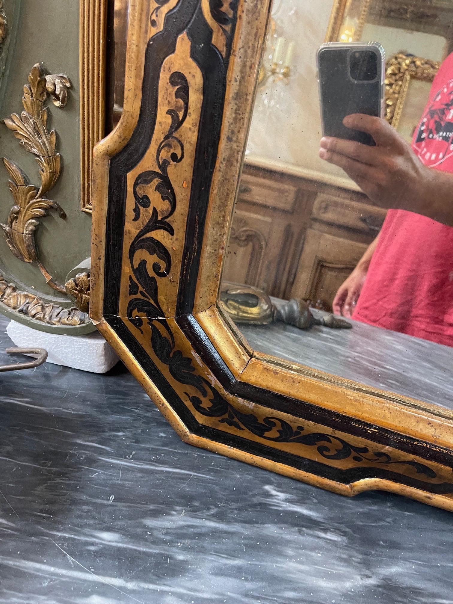 Miroir italien du XIXe siècle en ébène et bois doré en vente 1