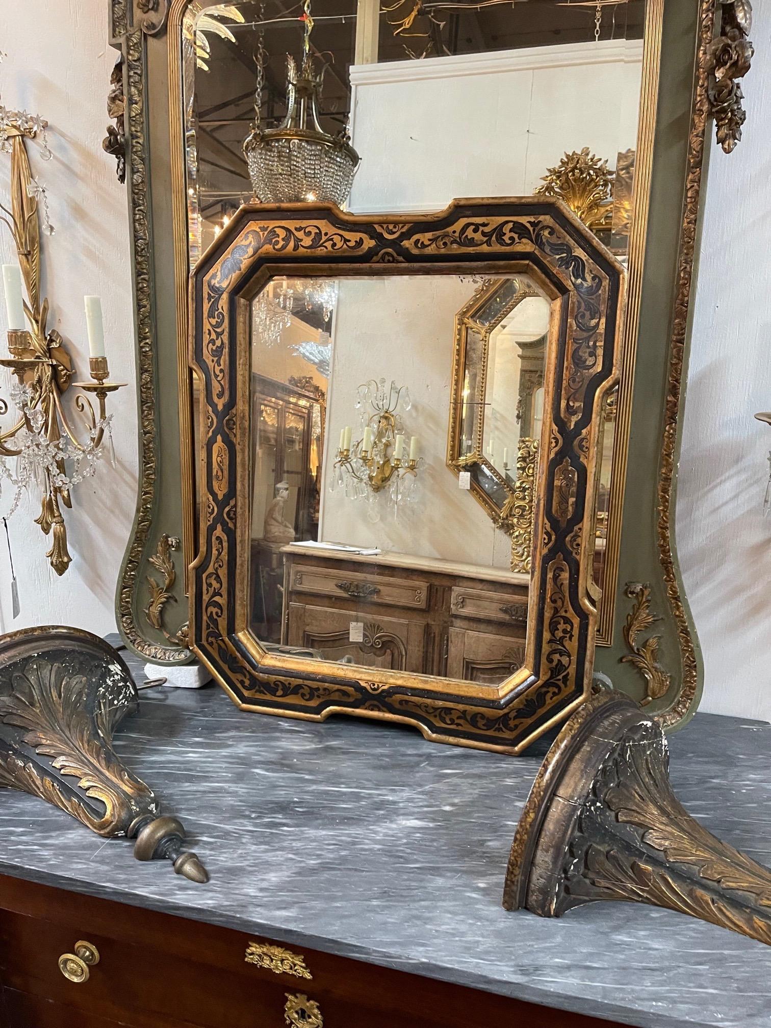 19th Century Italian Ebony and Giltwood Mirror For Sale 3