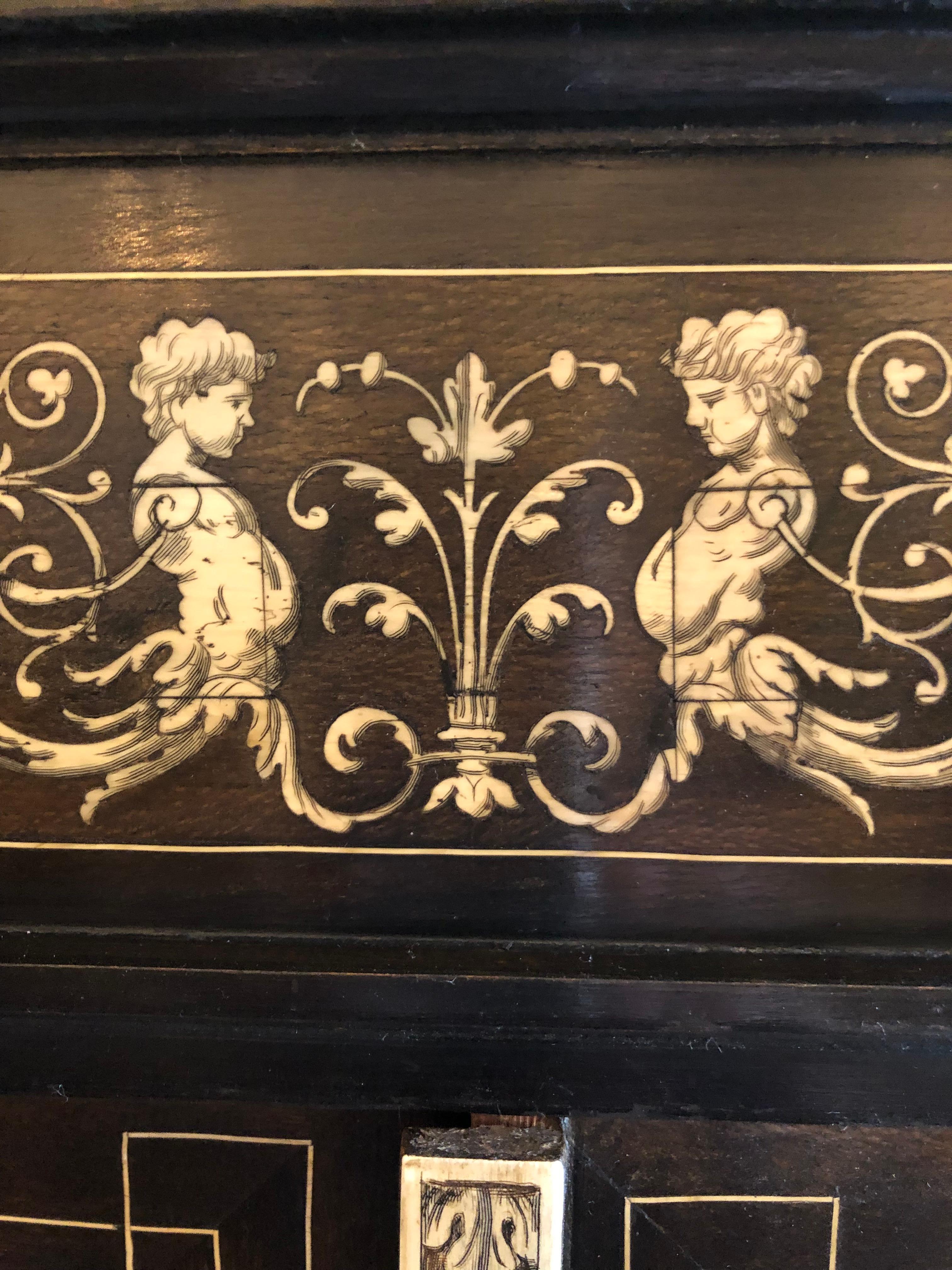 19th Century Italian Ebonized Wood and Inlay Marquetry Sideboard For Sale 4
