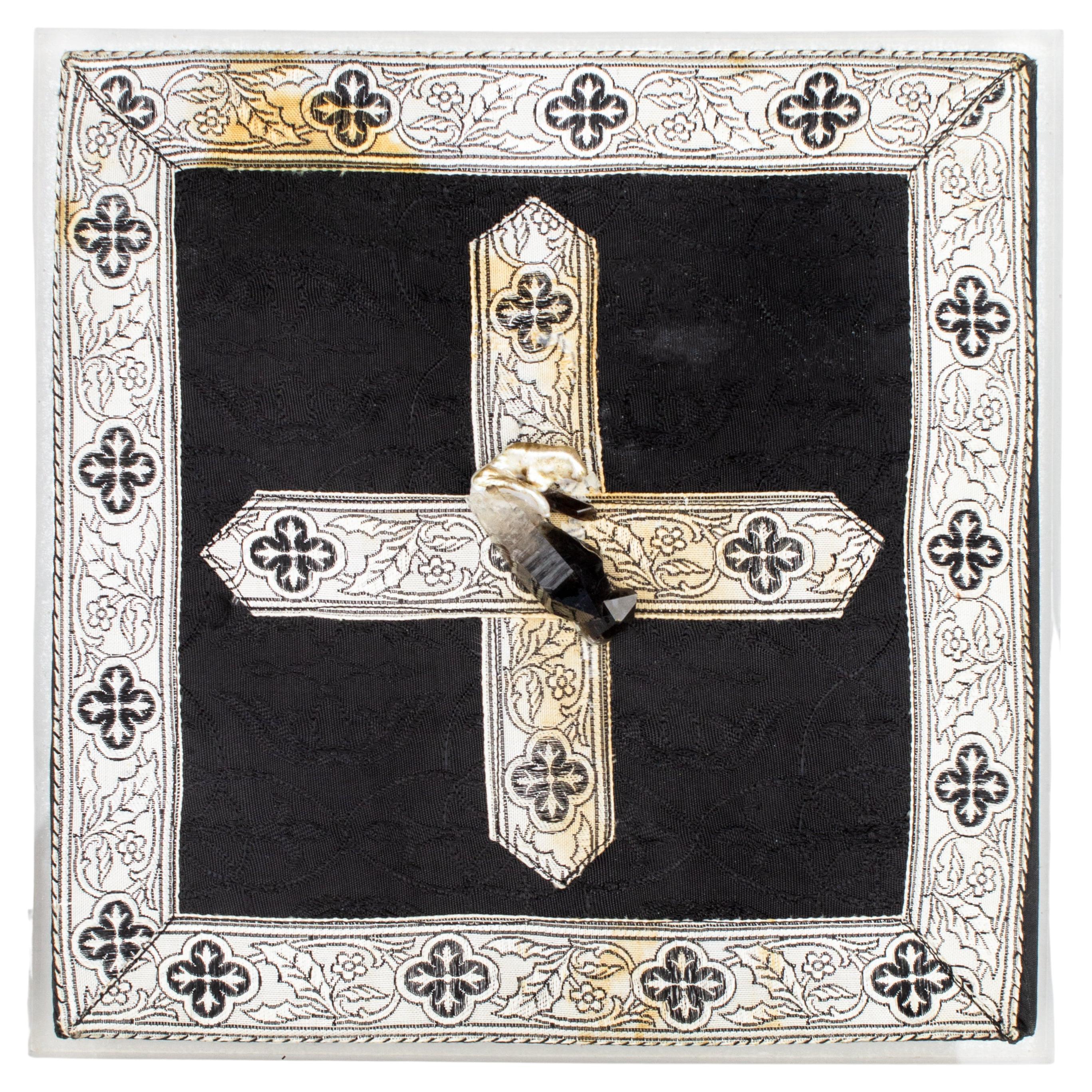 Chiesa Borsa ecclesiastica italiana del 19° secolo con punte di cristallo nero