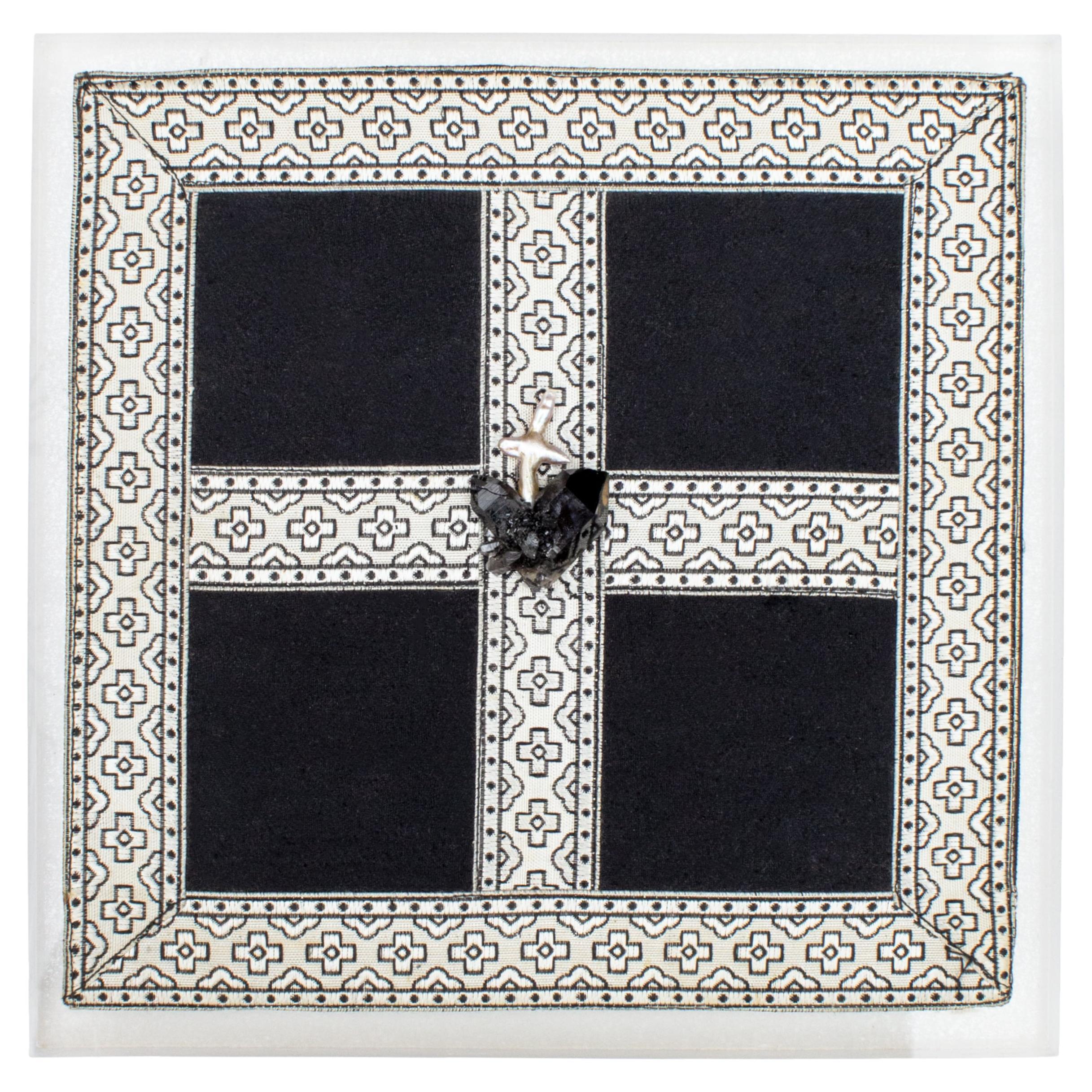 Chiesa Borsa ecclesiastica italiana del XIX secolo con cristallo nero di quarzo