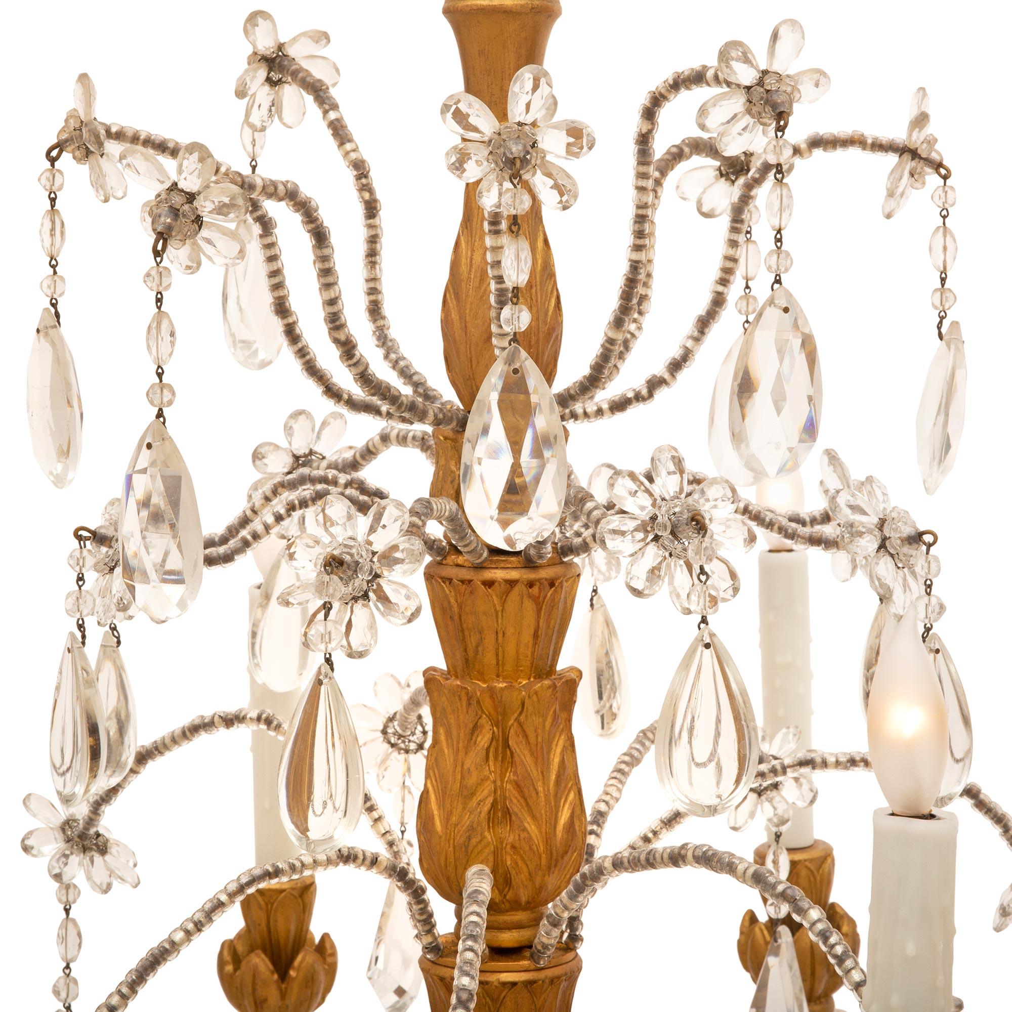 Crystal 19th Century Italian Eight Light Chandelier For Sale