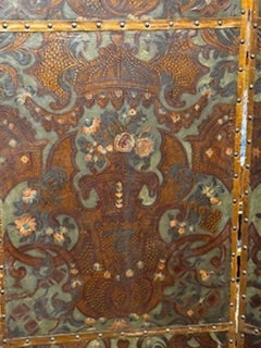 19th Century Italian Embossed Leather Panels