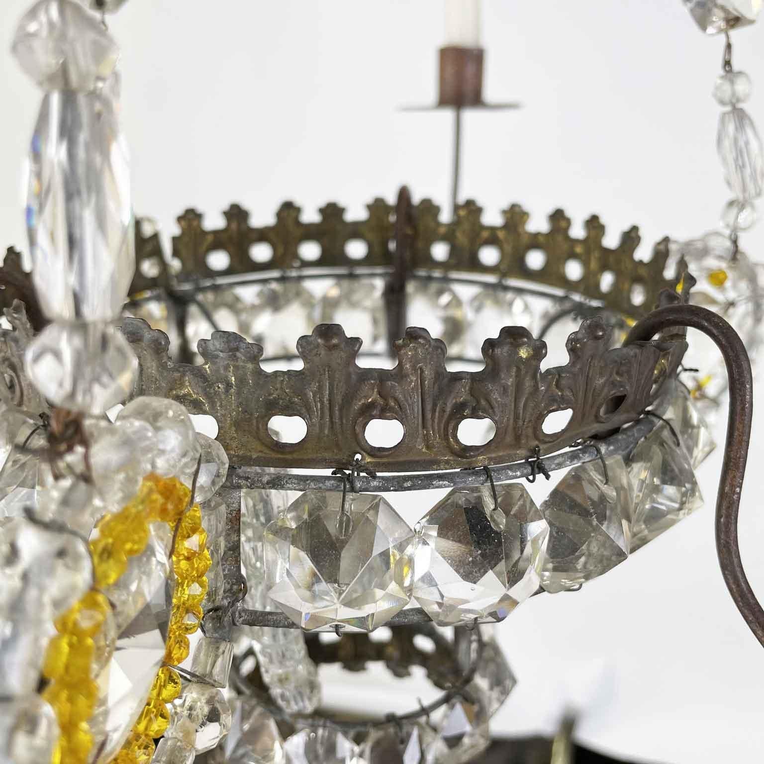 19th Century Italian Empire Beaded Crystal Candle Chandelier 6