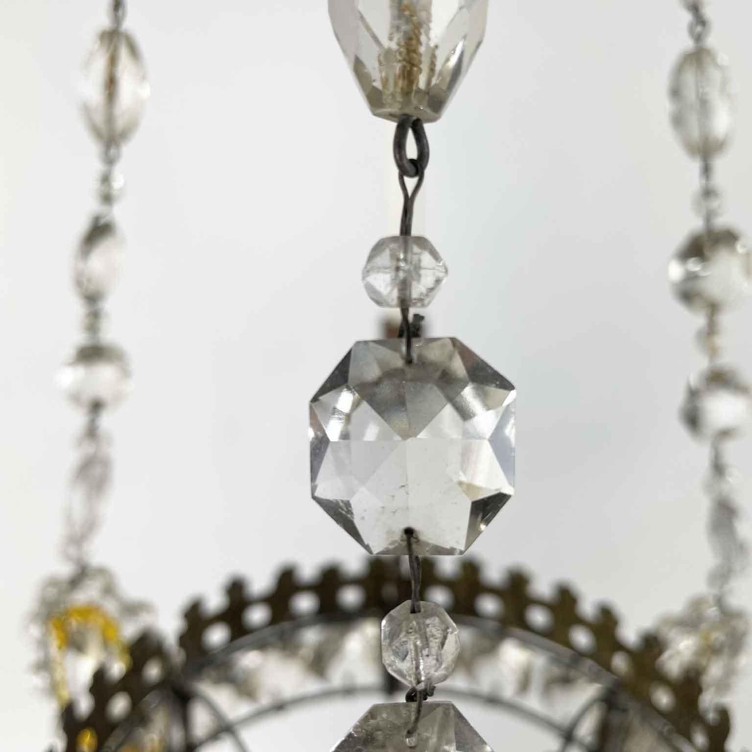 19th Century Italian Empire Beaded Crystal Candle Chandelier 7