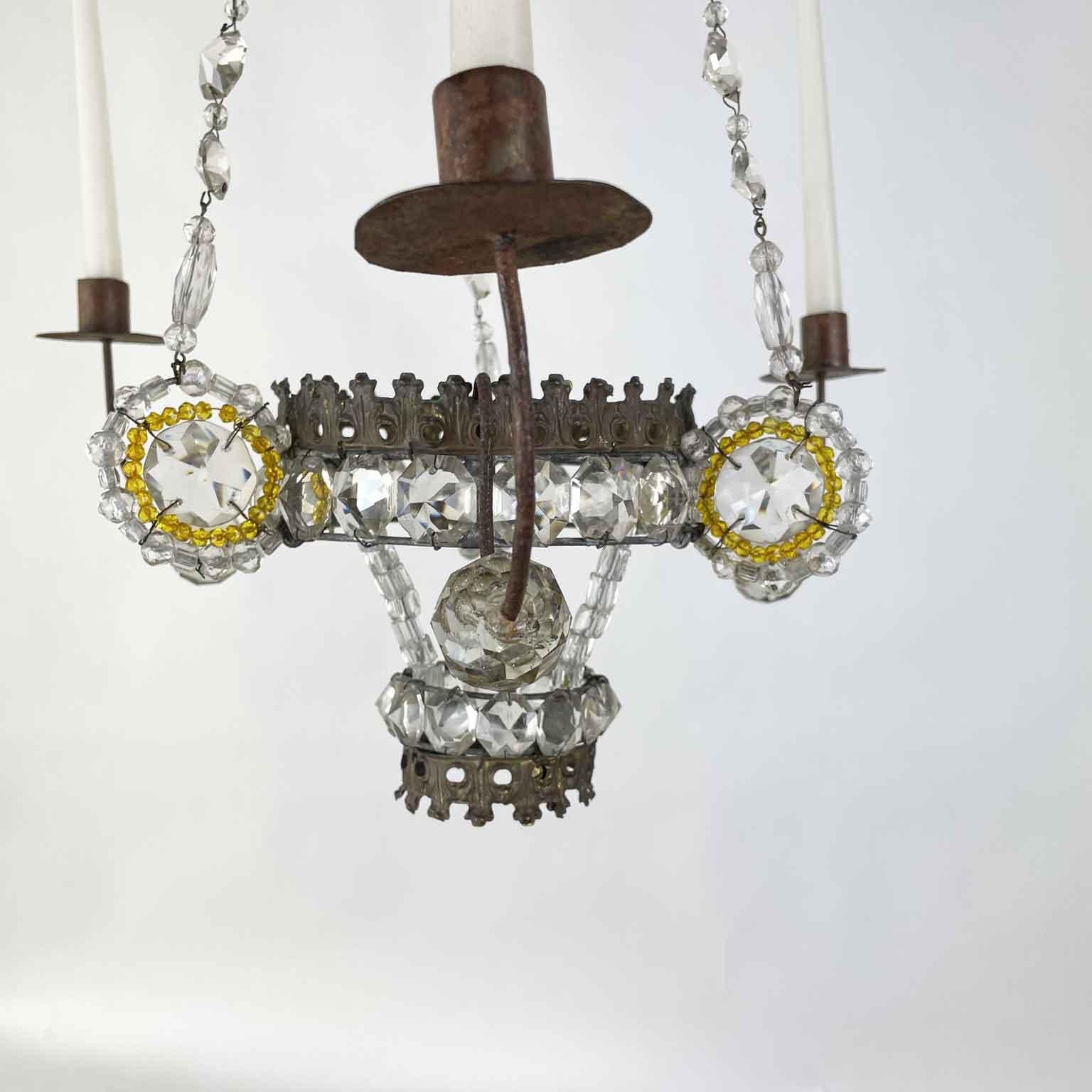 19th Century Italian Empire Beaded Crystal Candle Chandelier 8