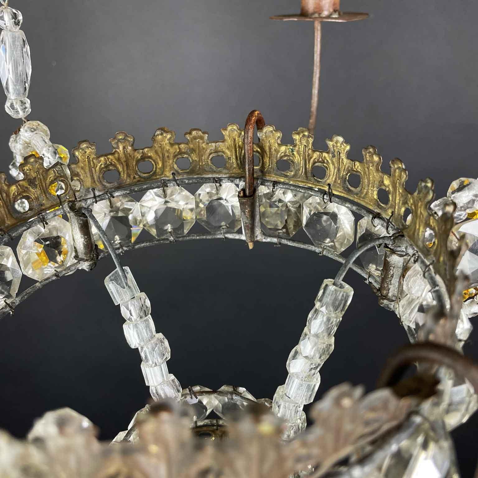 19th Century Italian Empire Beaded Crystal Candle Chandelier 2