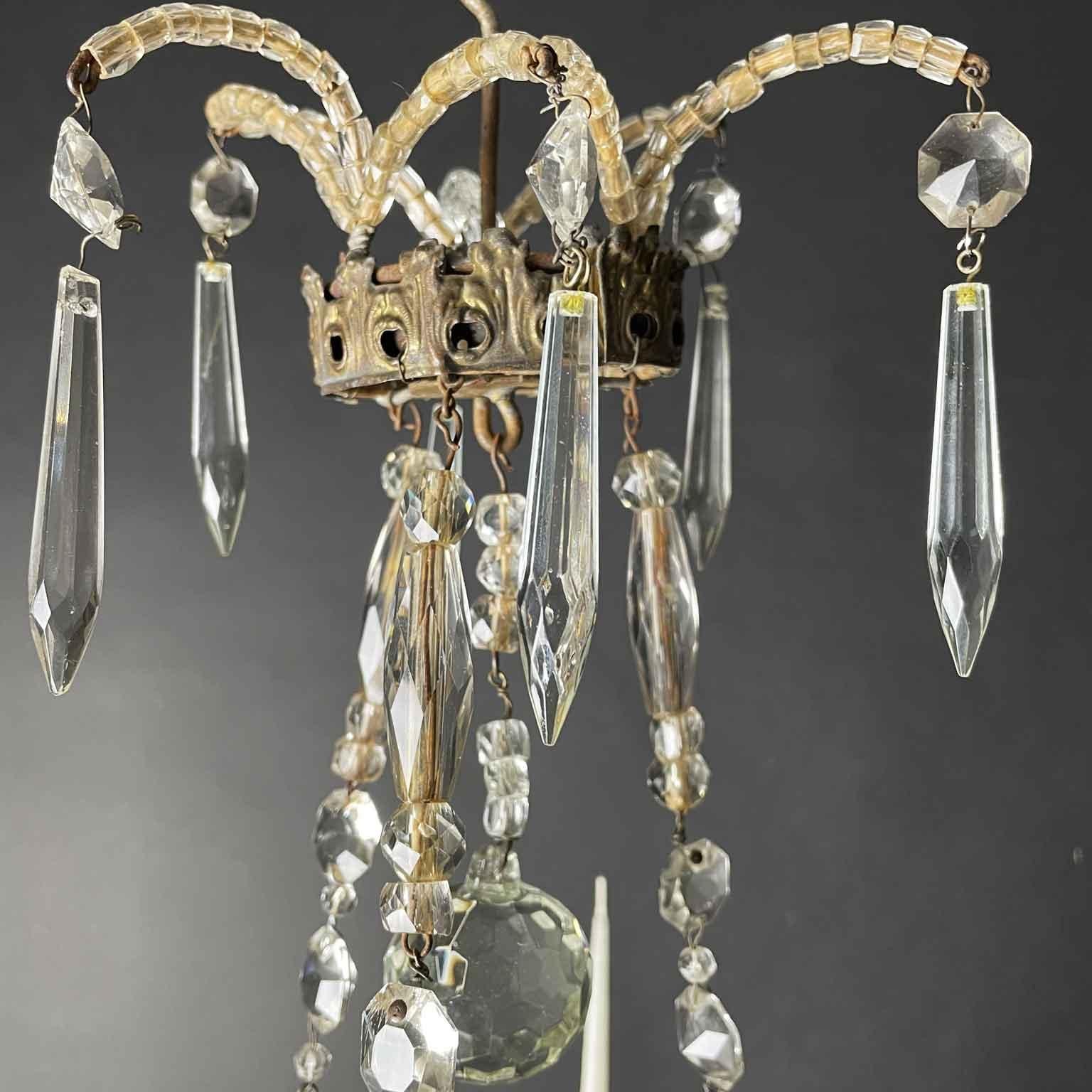 19th Century Italian Empire Beaded Crystal Candle Chandelier 5