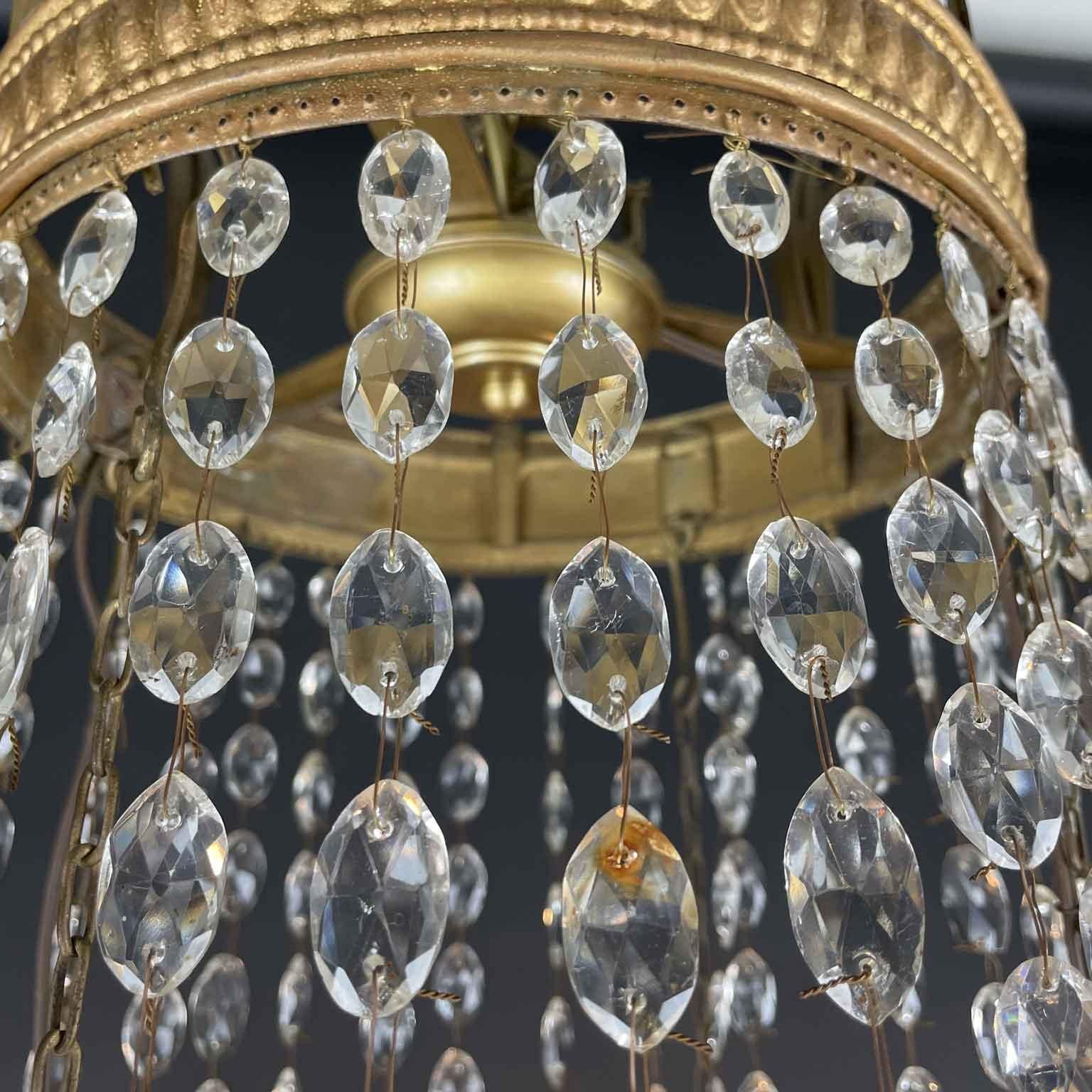 19th Century Italian Empire Beaded Crystal Chandelier Six Light For Sale 6