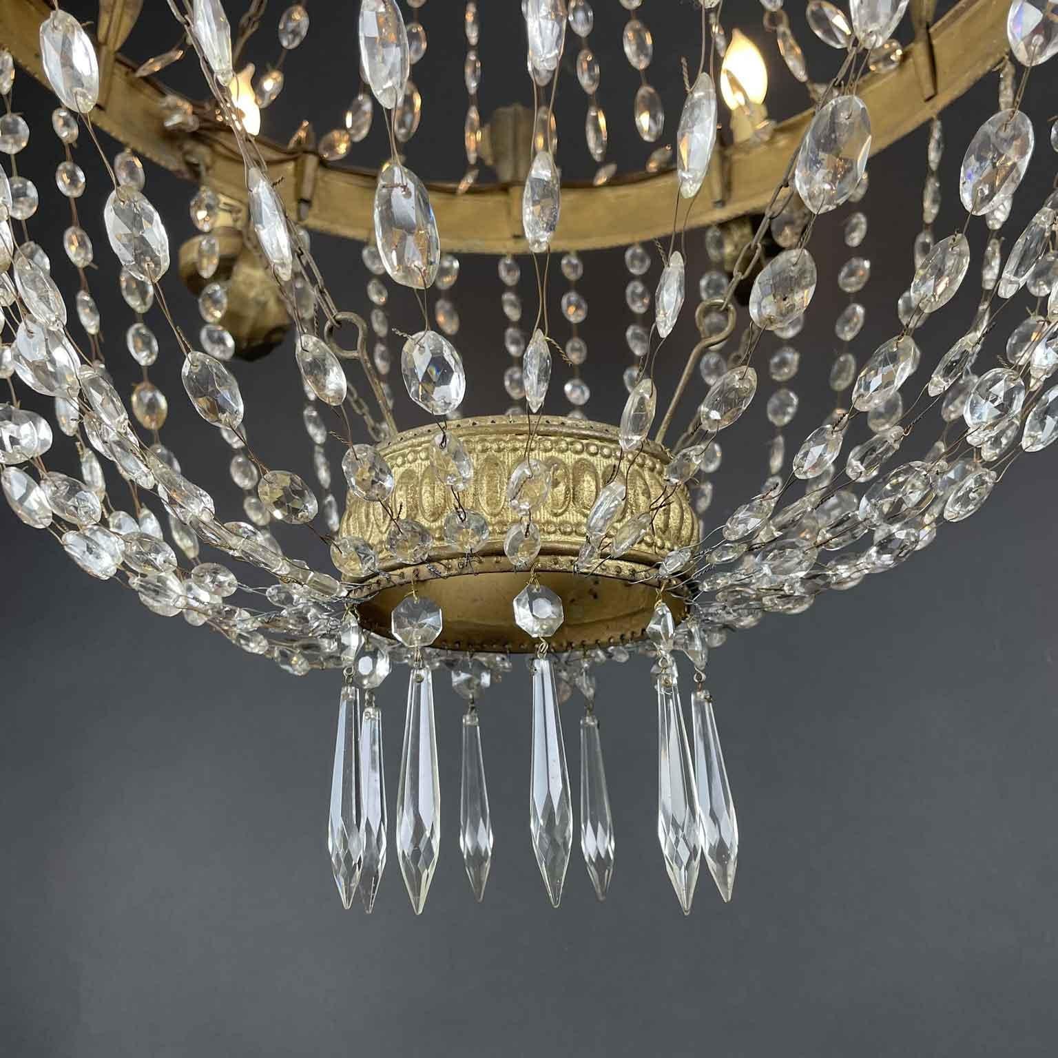 19th Century Italian Empire Beaded Crystal Chandelier Six Light For Sale 10