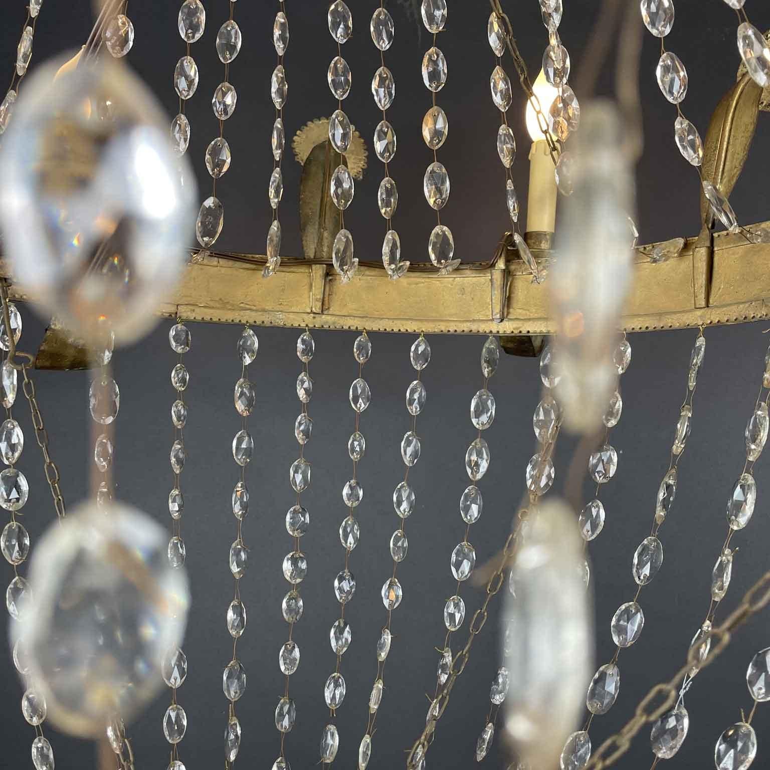 19th Century Italian Empire Beaded Crystal Chandelier Six Light For Sale 13