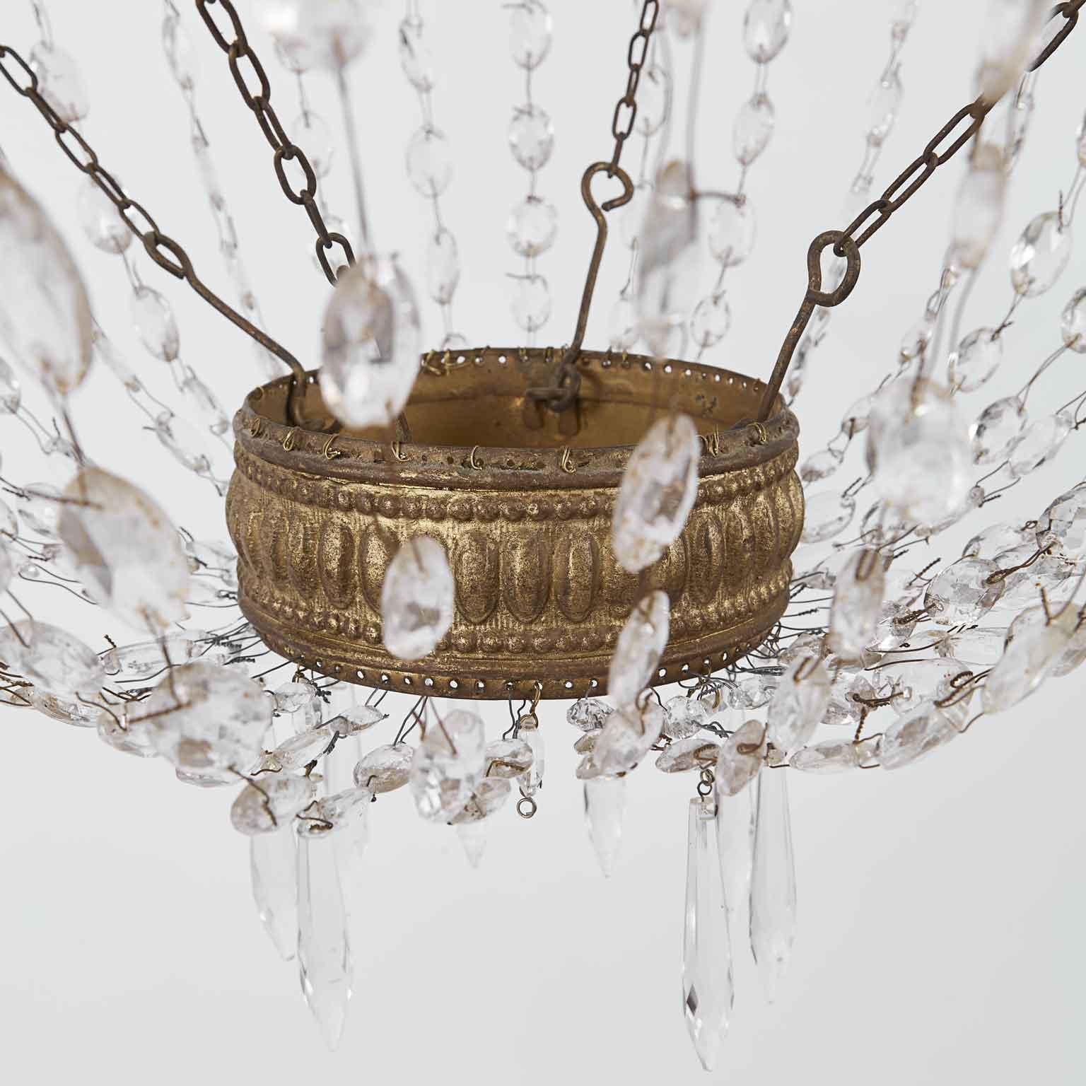 19th Century Italian Empire Beaded Crystal Chandelier Six Light For Sale 15