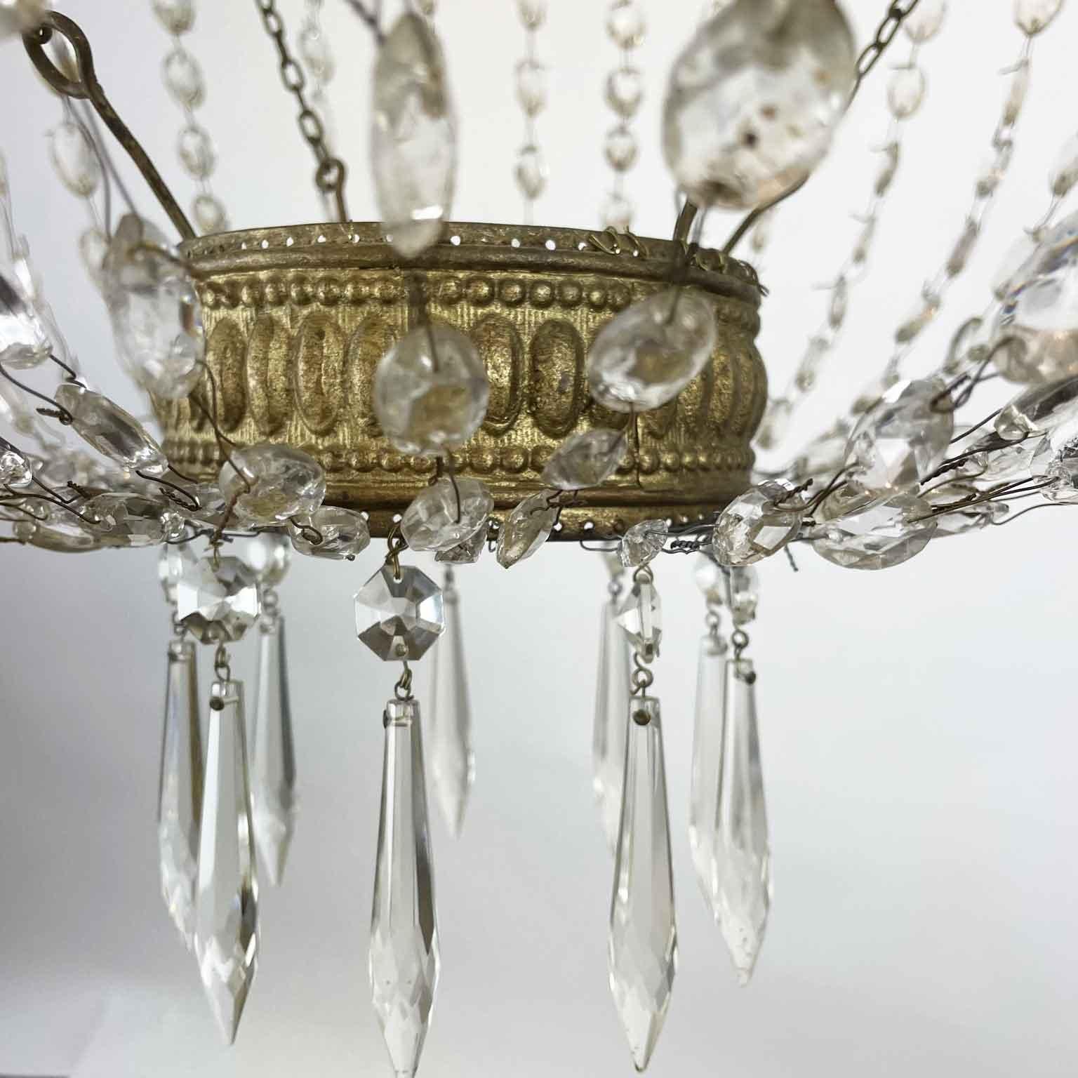 19th Century Italian Empire Beaded Crystal Chandelier Six Light For Sale 16