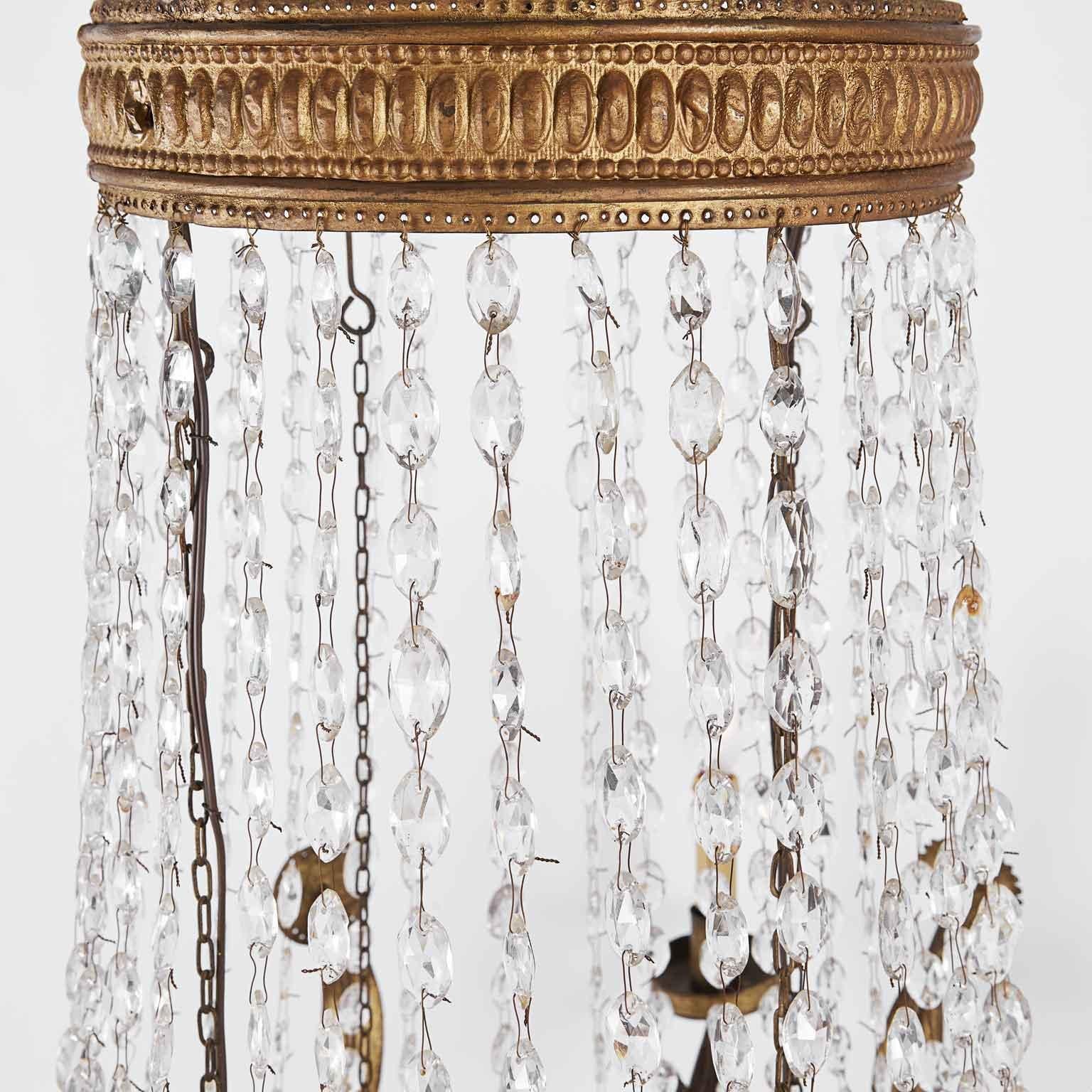 19th Century Italian Empire Beaded Crystal Chandelier Six Light For Sale 5