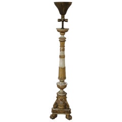 19th Century Italian Empire Carved Gilded Lacquered Wood Torchère or Floor Lamp