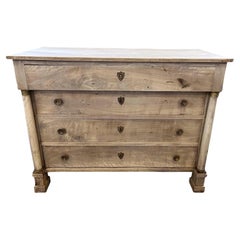 19th Century Italian Empire Chest of Drawers / Dresser in Bleached Walnut
