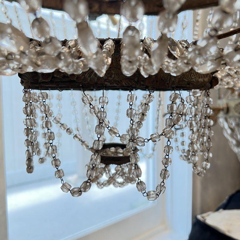 19th Century Italian Empire Crystal Antique Chandelier from Bologna In Fair Condition For Sale In New Orleans, LA