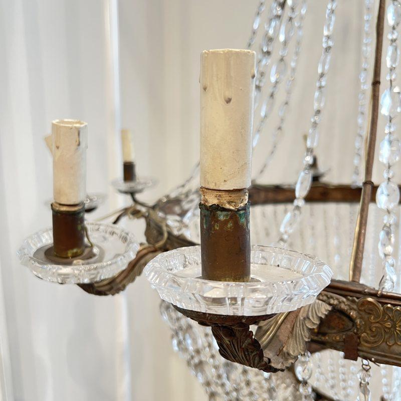 19th Century Italian Empire Crystal Antique Chandelier from Bologna For Sale 2