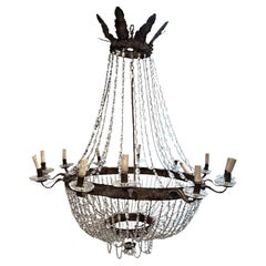 19th Century Italian Empire Crystal Antique Chandelier from Bologna