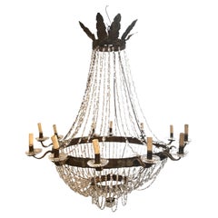 19th Century Italian Empire Crystal Antique Chandelier from Bologna