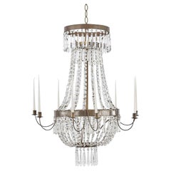 Lustre à bougie en cristal de style Empire italien du XIXe siècle