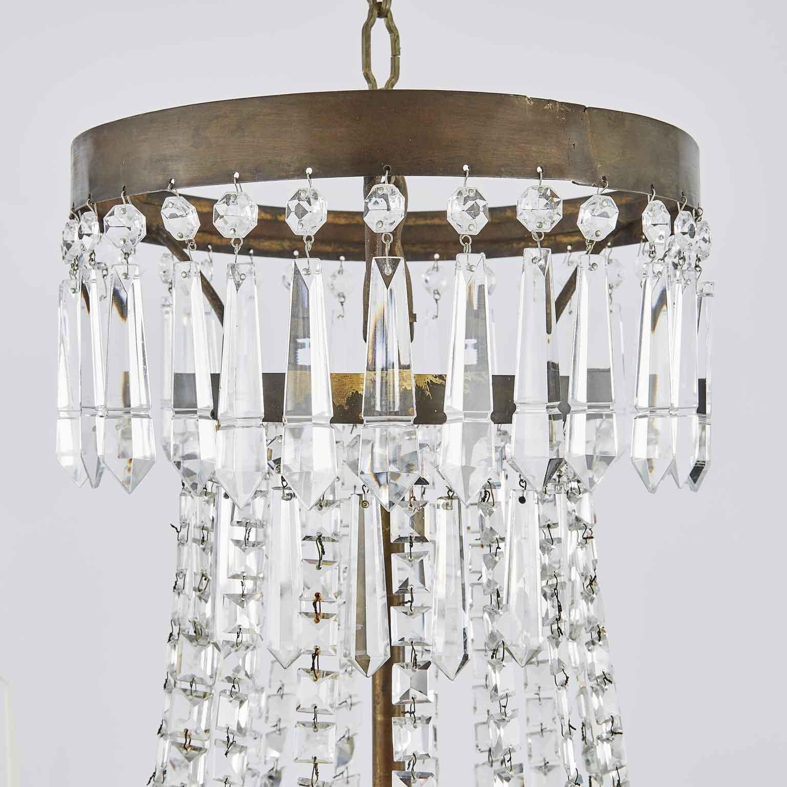 19th Century Italian Empire Crystal Candle Chandelier In Good Condition For Sale In Milan, IT