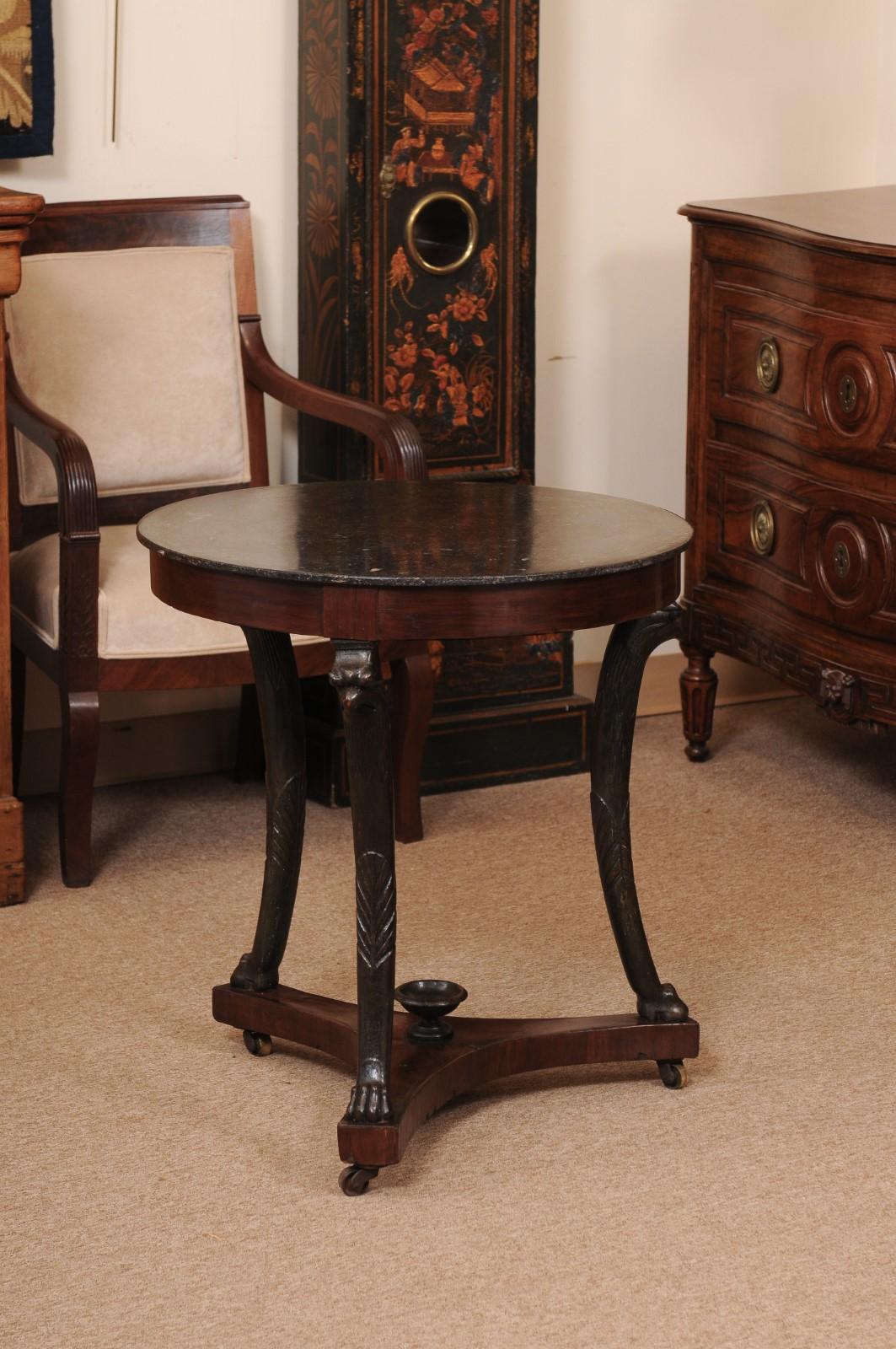 19th Century Italian Empire Ebonized Gueridon In Fair Condition For Sale In Atlanta, GA