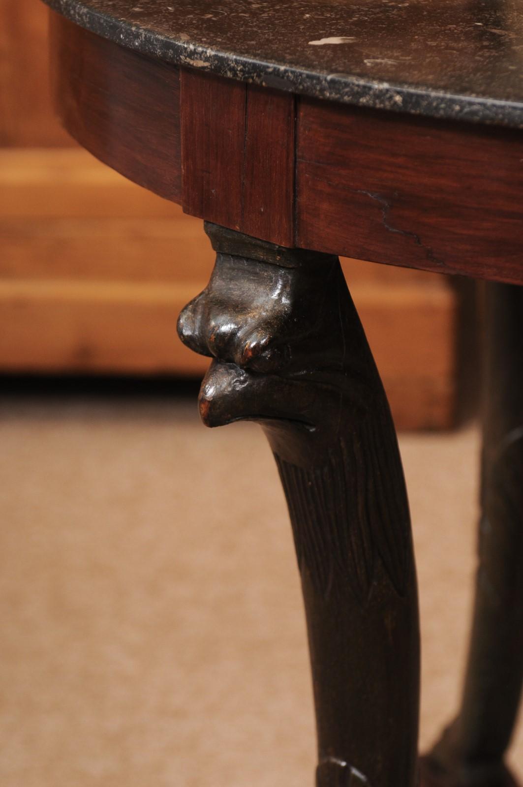 Marble 19th Century Italian Empire Ebonized Gueridon For Sale